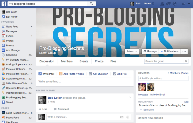 Pro-Blogging Secrets Facebook Group